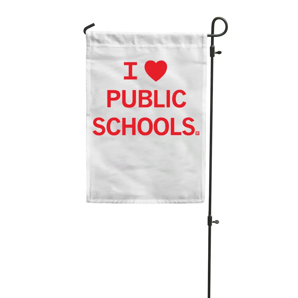 I Heart Public Schools Garden Flag 1