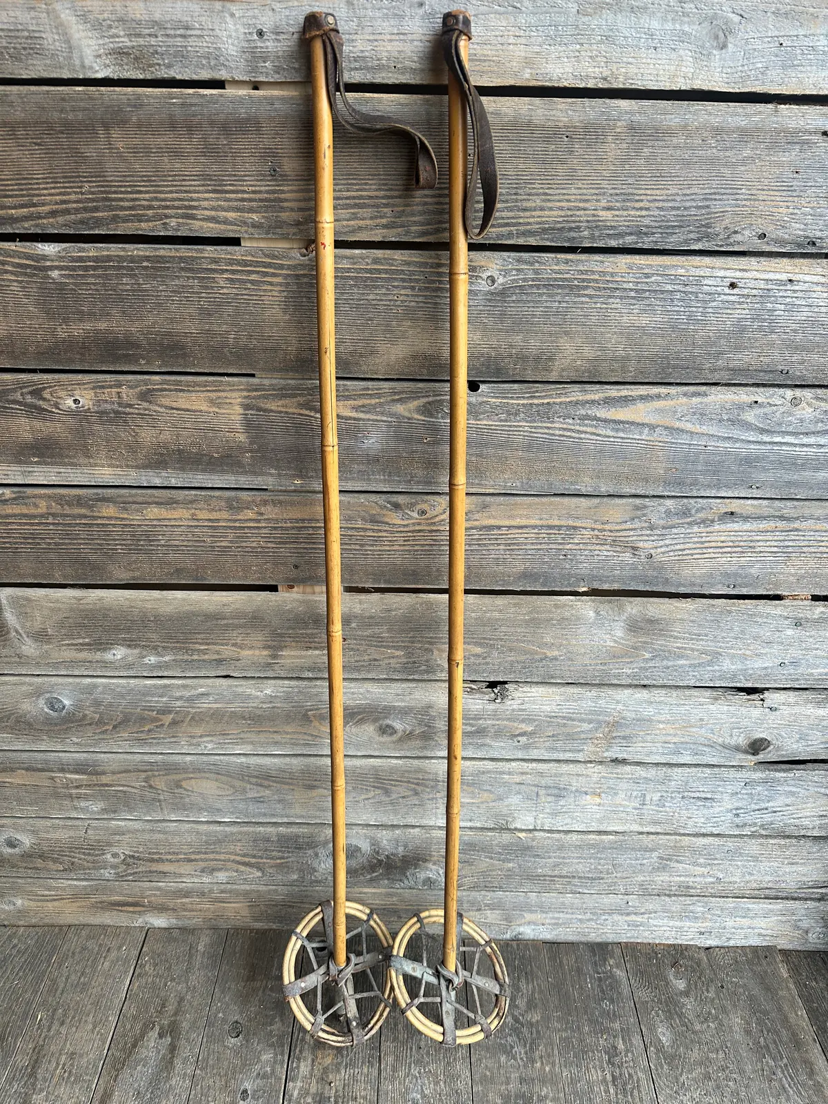 Antique Bamboo Ski Poles 1