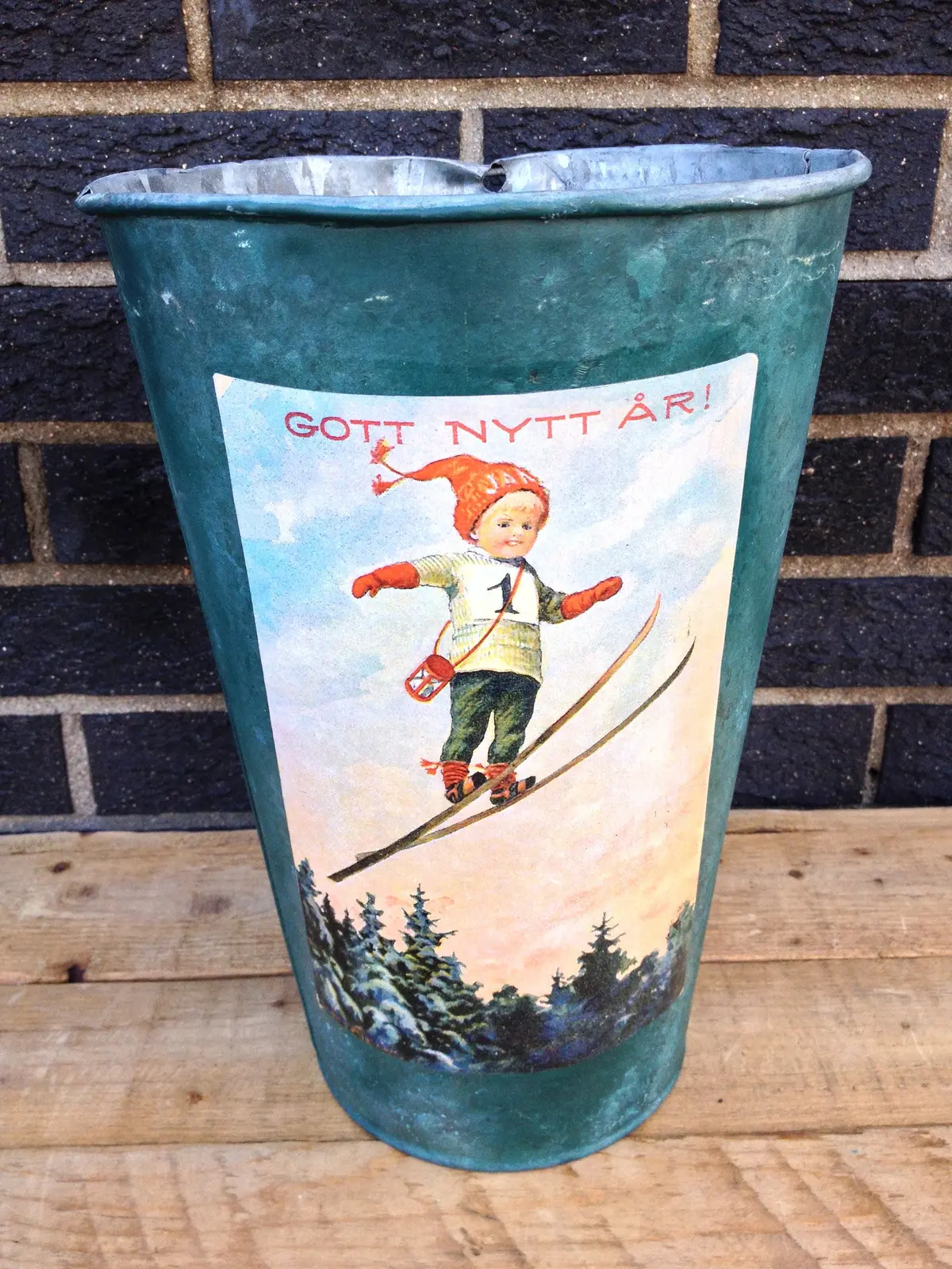 Vintage Maple Sap Can - Vintage Skier Girl Getting Air 1