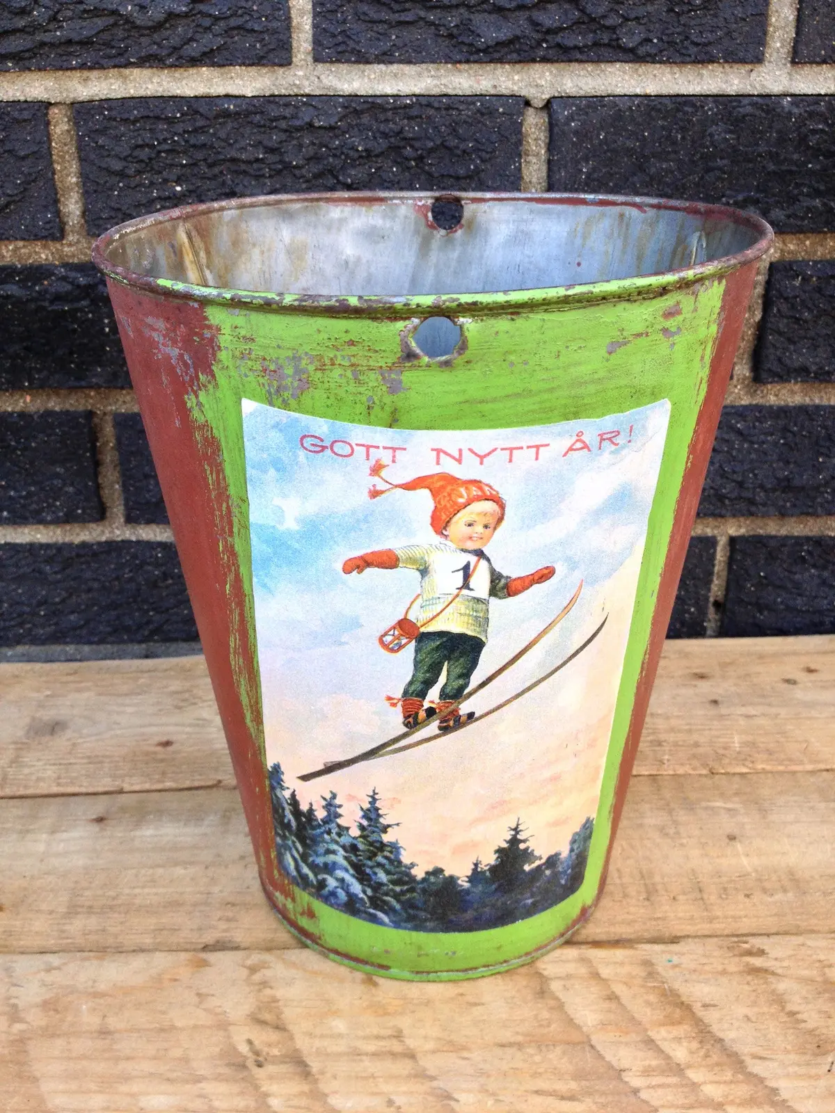 Vintage Maple Sap Can - Vintage Skier Girl Getting Air 1