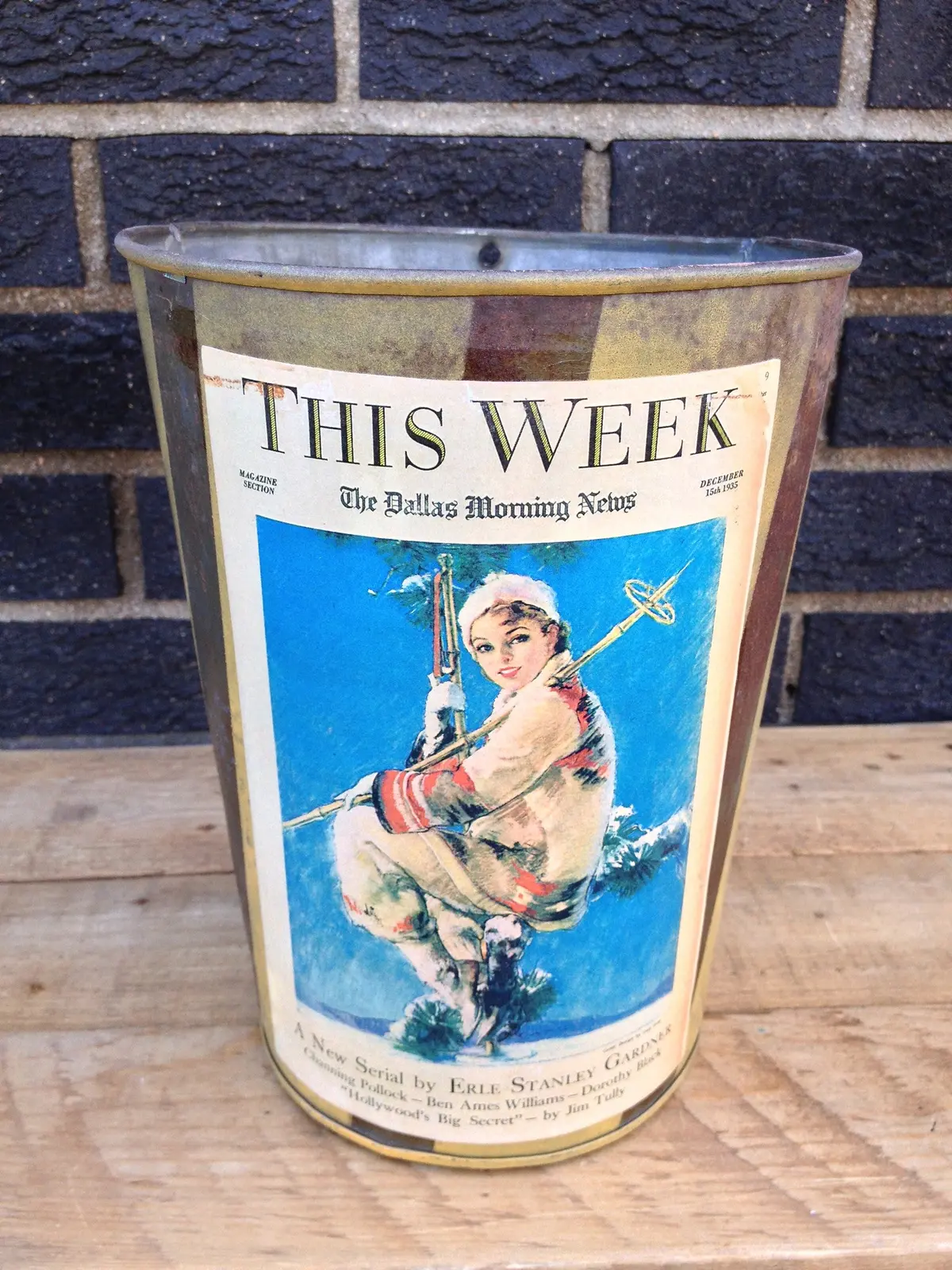 Vintage Maple Sap Can - This Week Woman Skier 1