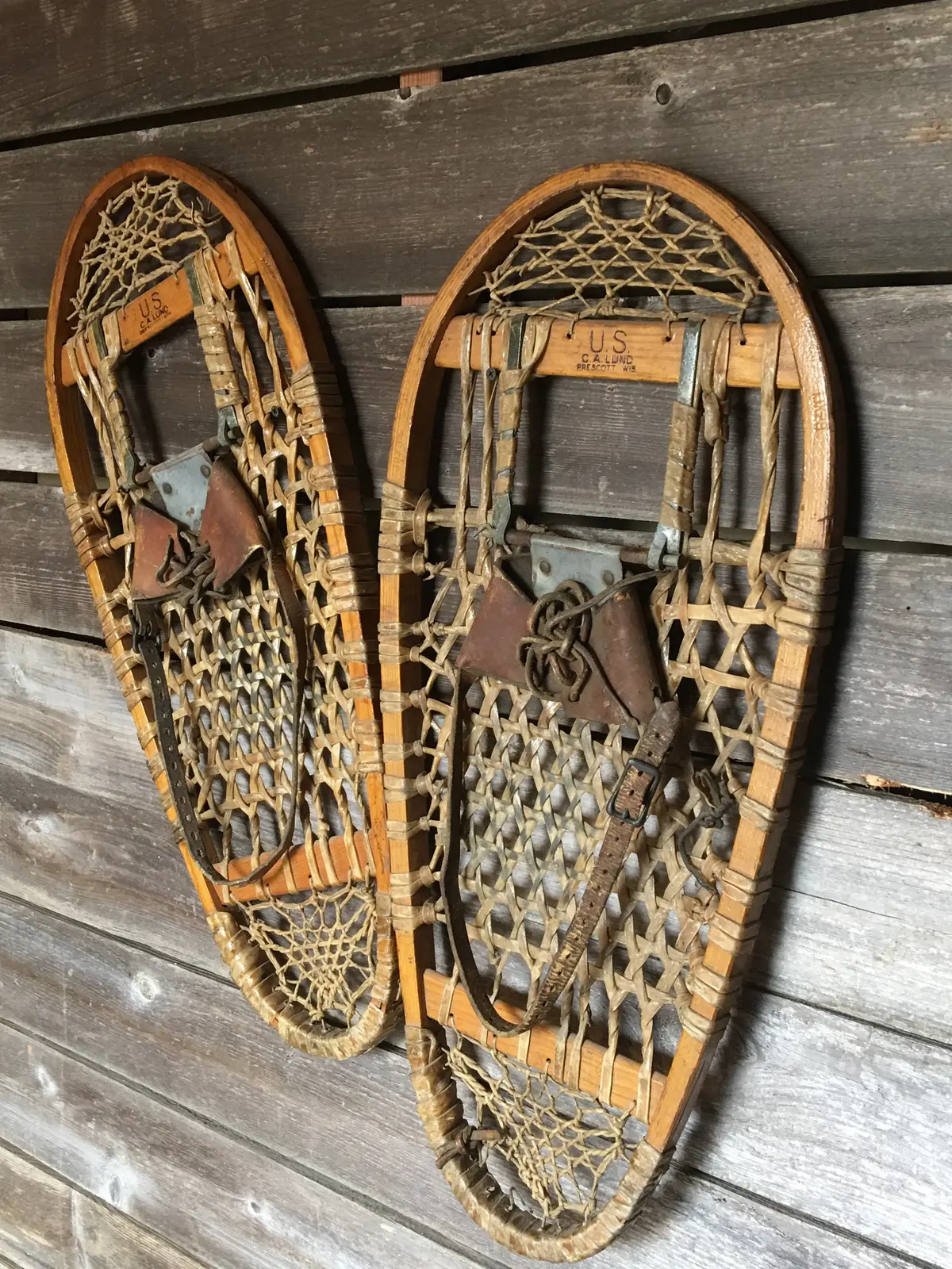 Antique 10Th Mountain Bear Paw Snowshoes 2