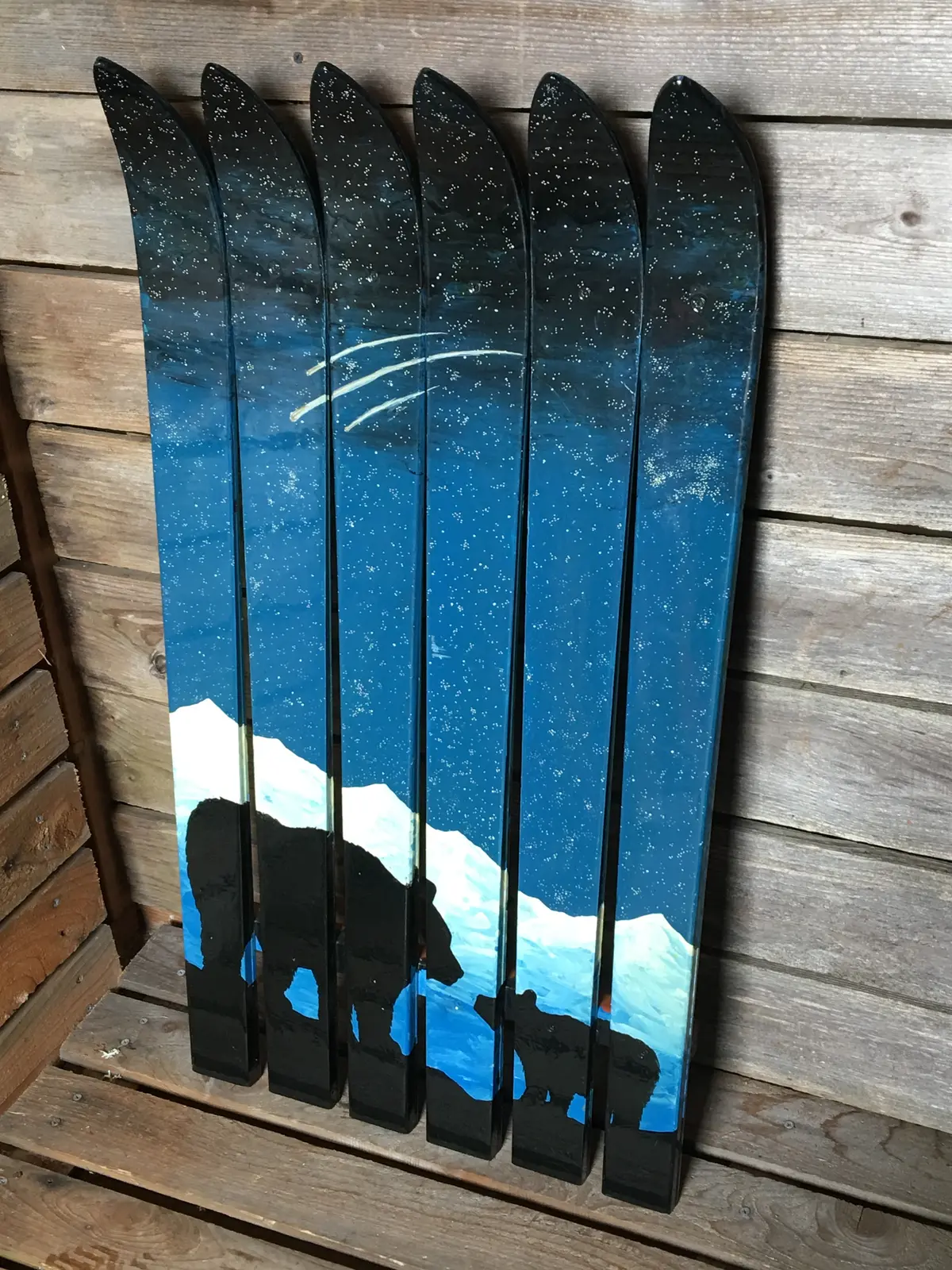 Original Ski Art:  Bears Night Out 1