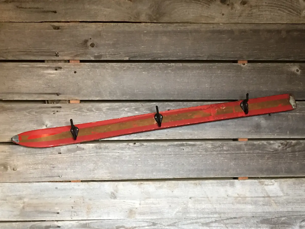 Antique Kids Ski - Coat Hooks - Red 1