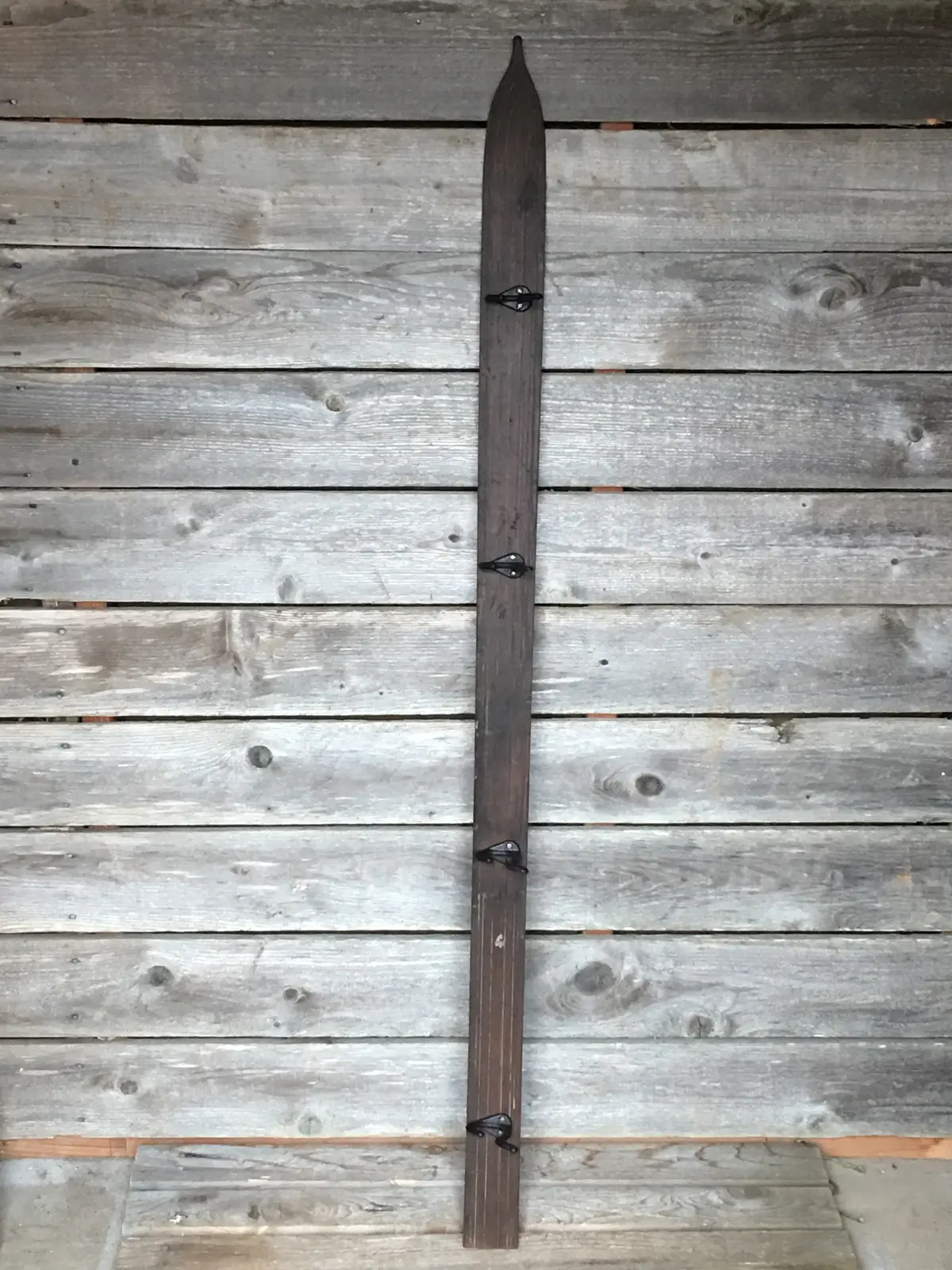 Antique Pointed Tip Childs Ski - 4 Coat Hooks 1