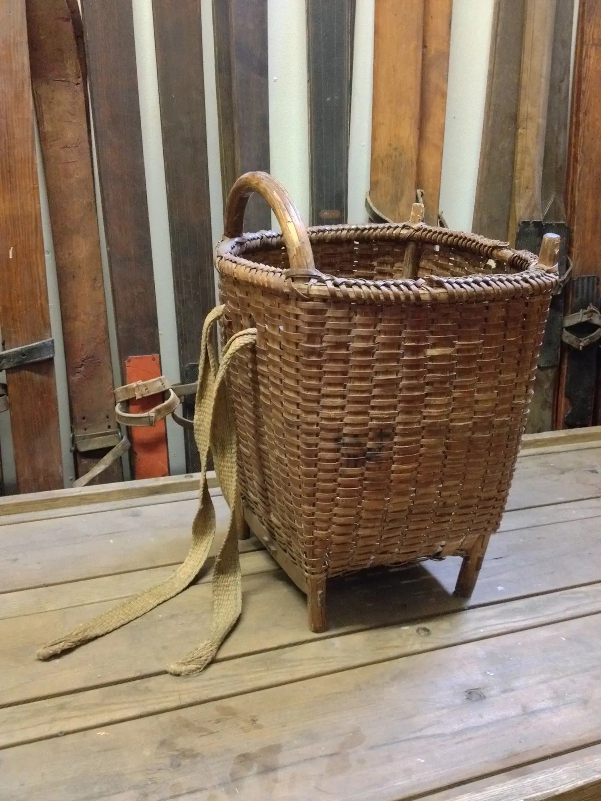 Antique French Woven Wicker Picking Basket 1