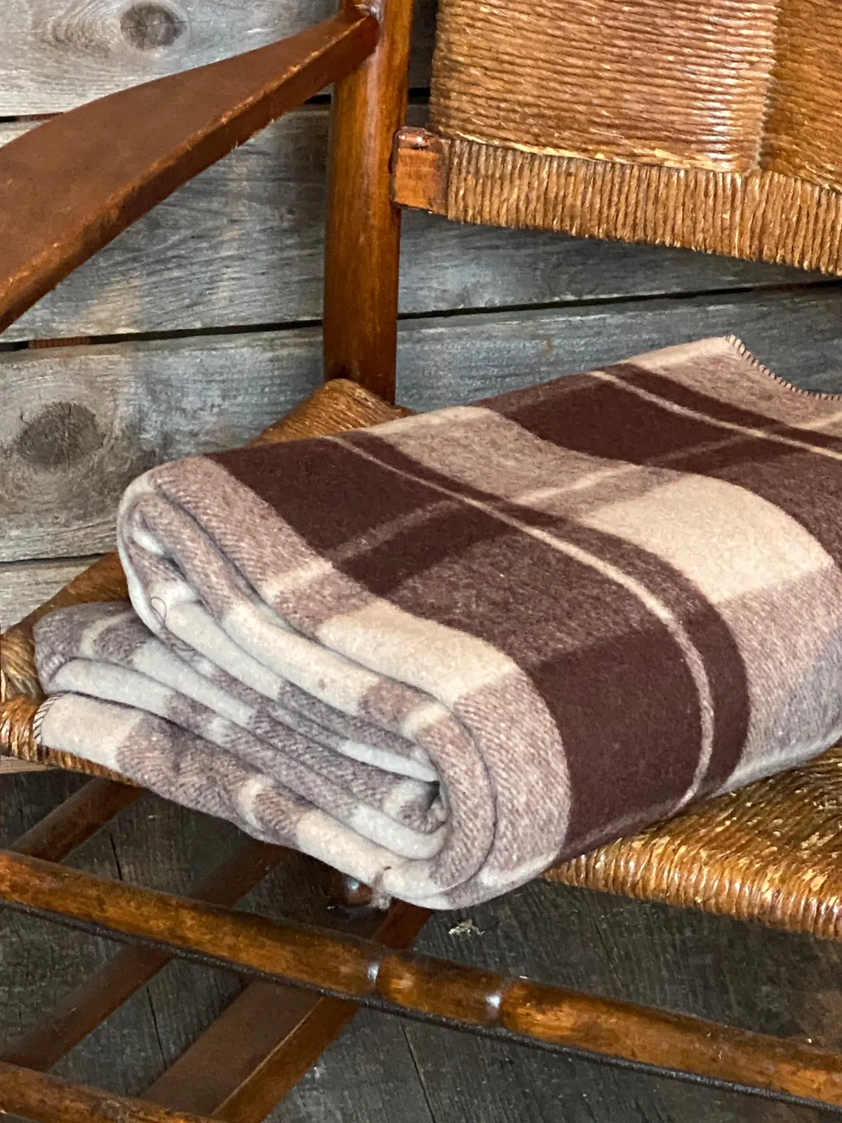 Brown Plaid Wool Blanket 1