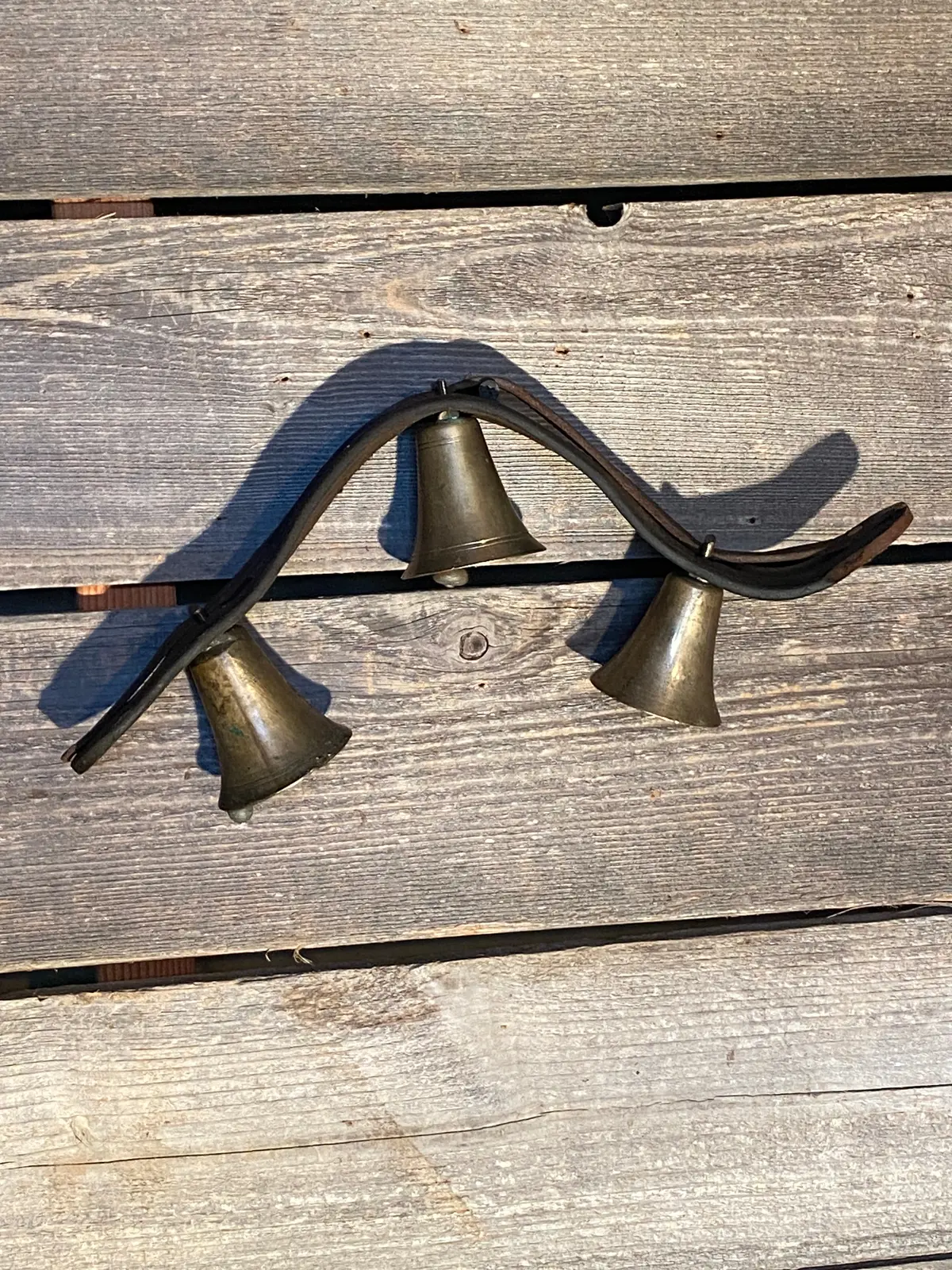 Sleigh Bells On Leather Strap - 15" 1