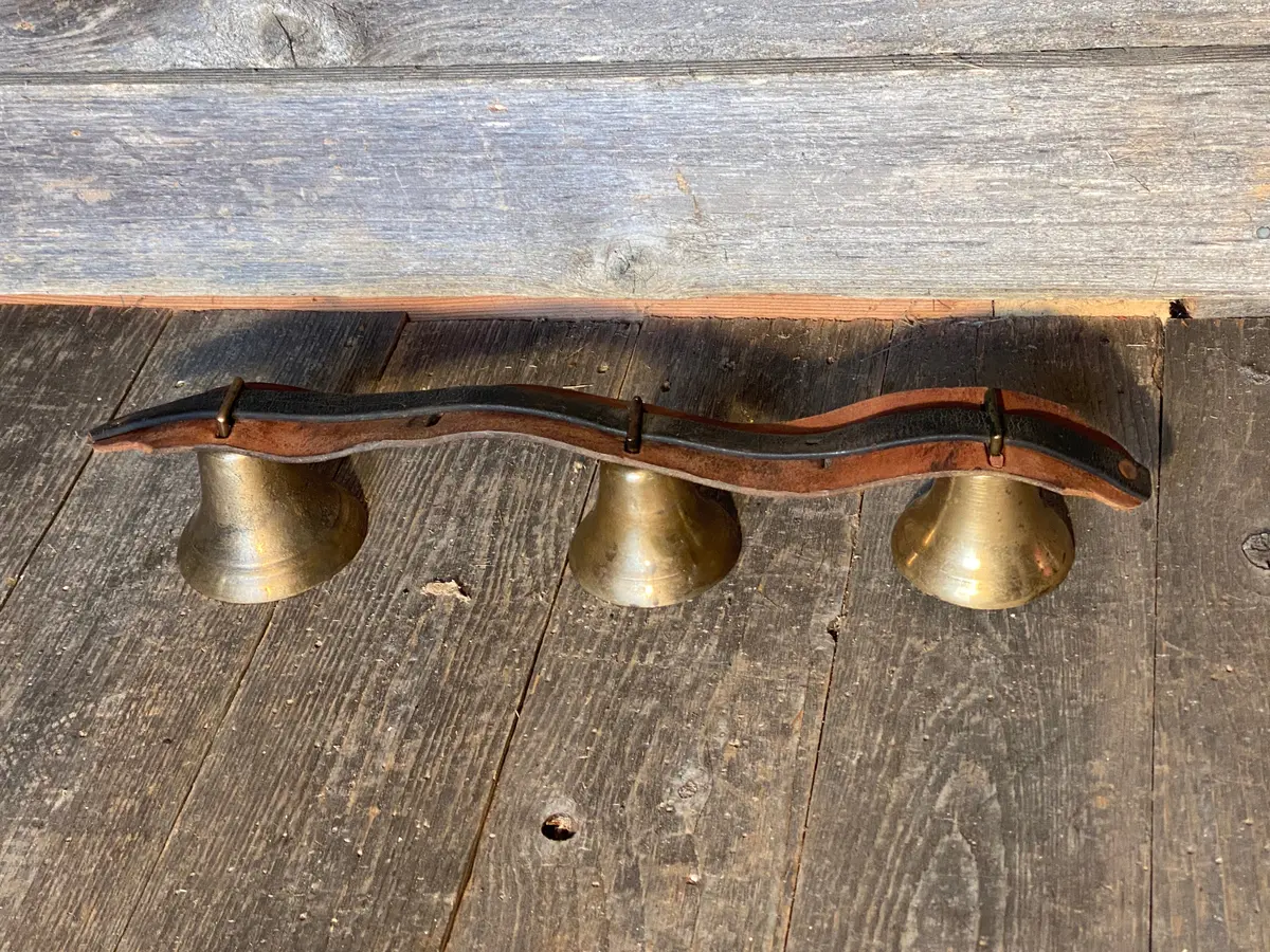 Sleigh Bells On Leather Strap - 20" 1