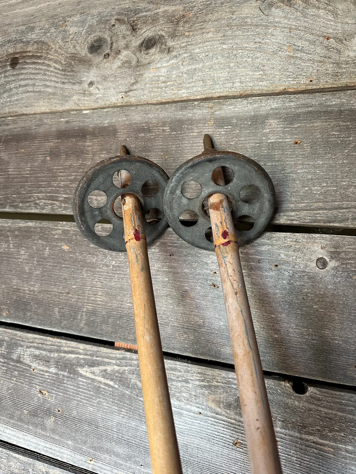 Antique Ski Poles - Metal Baskets 1