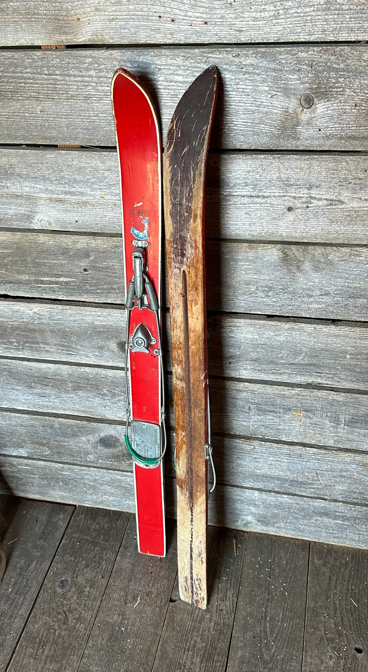 Vintage Red Snow Patrol Skis 1
