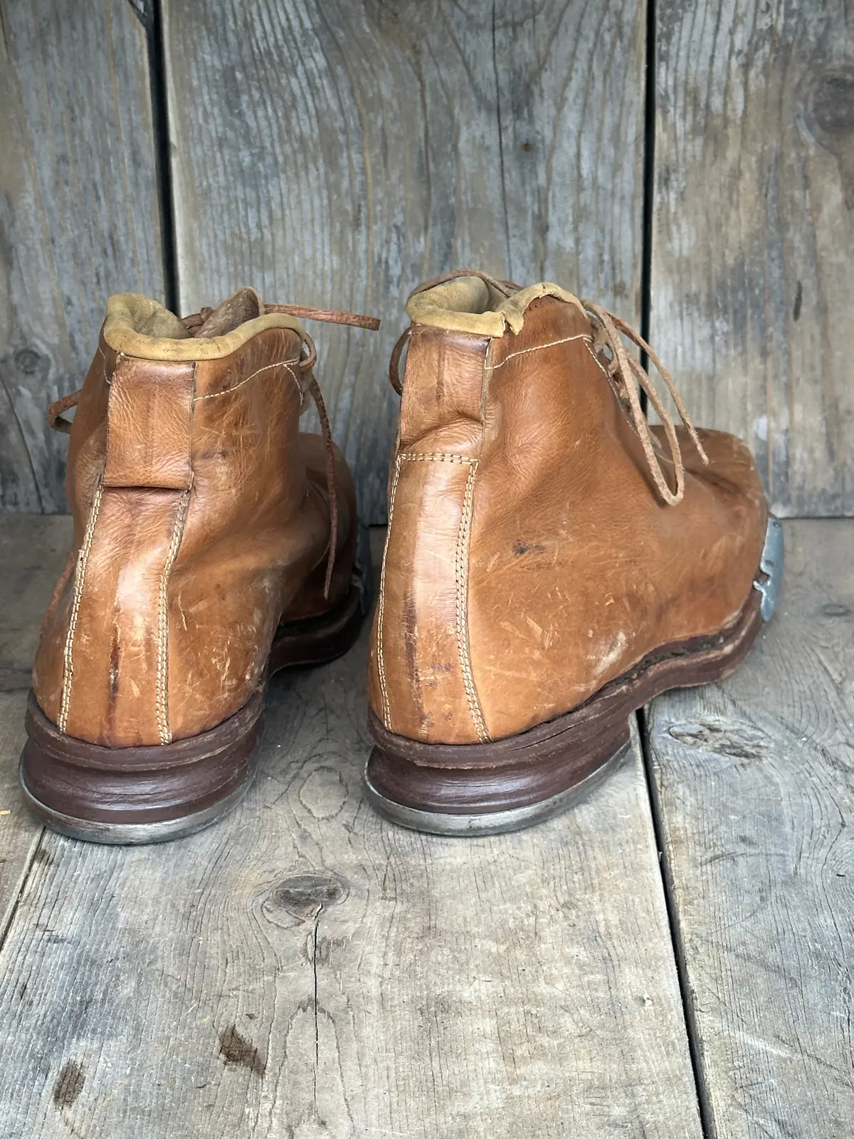Vintage Square Toe Leather Ski Boots 2