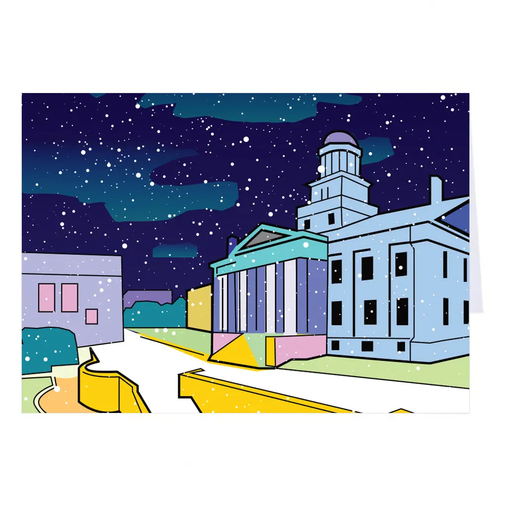 Iowa City Old Capitol Holiday Illustration Greeting Card 1
