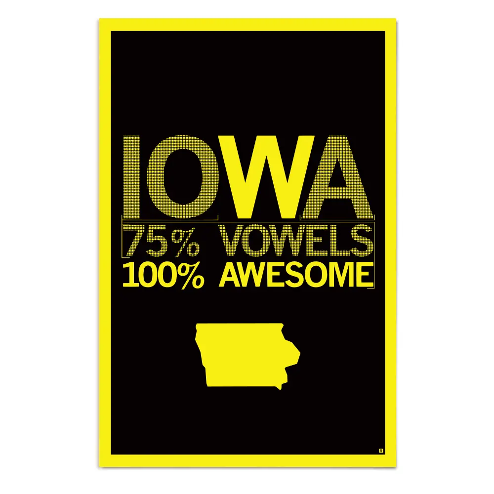 Iowa Vowels Black Poster 1