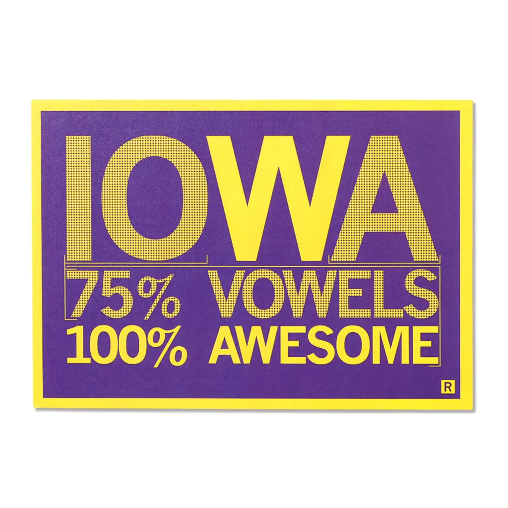 Iowa Vowels Postcard - Purple 1