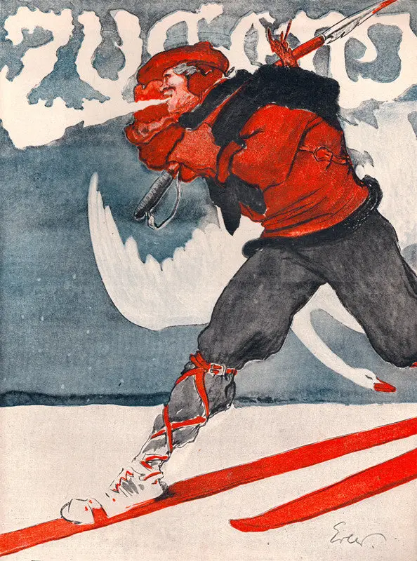 Vintage Skiing Poster - Jugend Magazine 1898 1