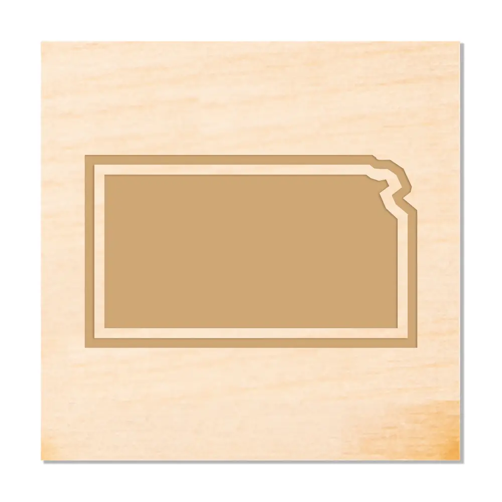 Kansas Outline Wood Coaster 1