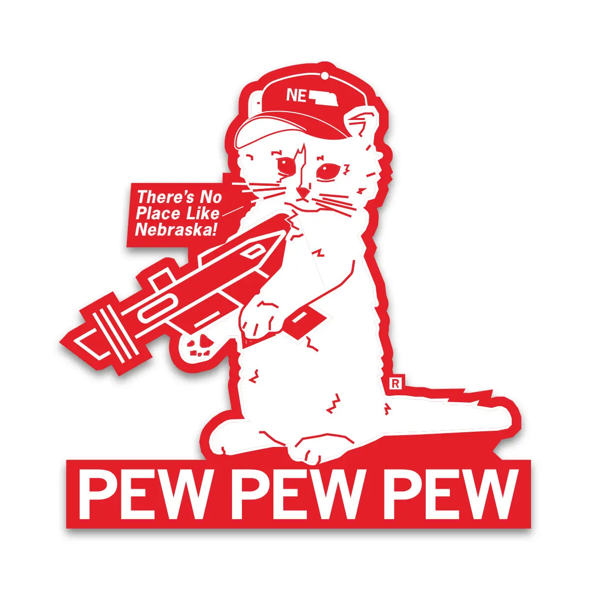Like Nebraska Pew Pew Pew Die-Cut Sticker 1