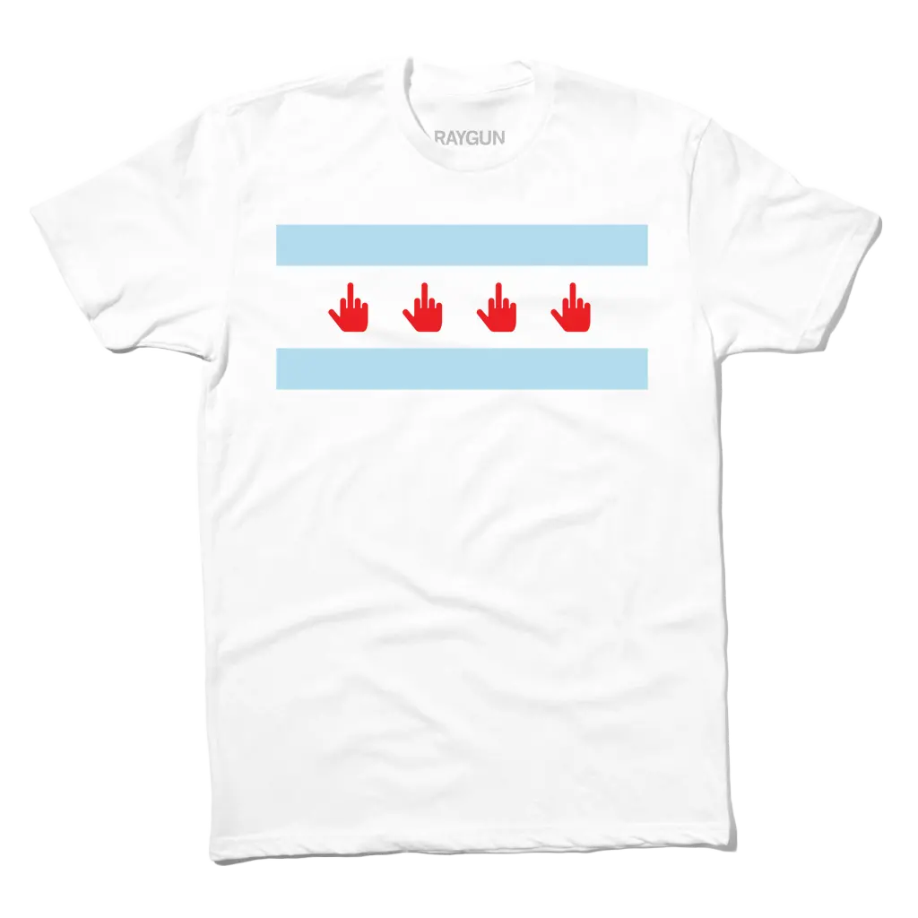 Middle Finger Chicago Flag White 2