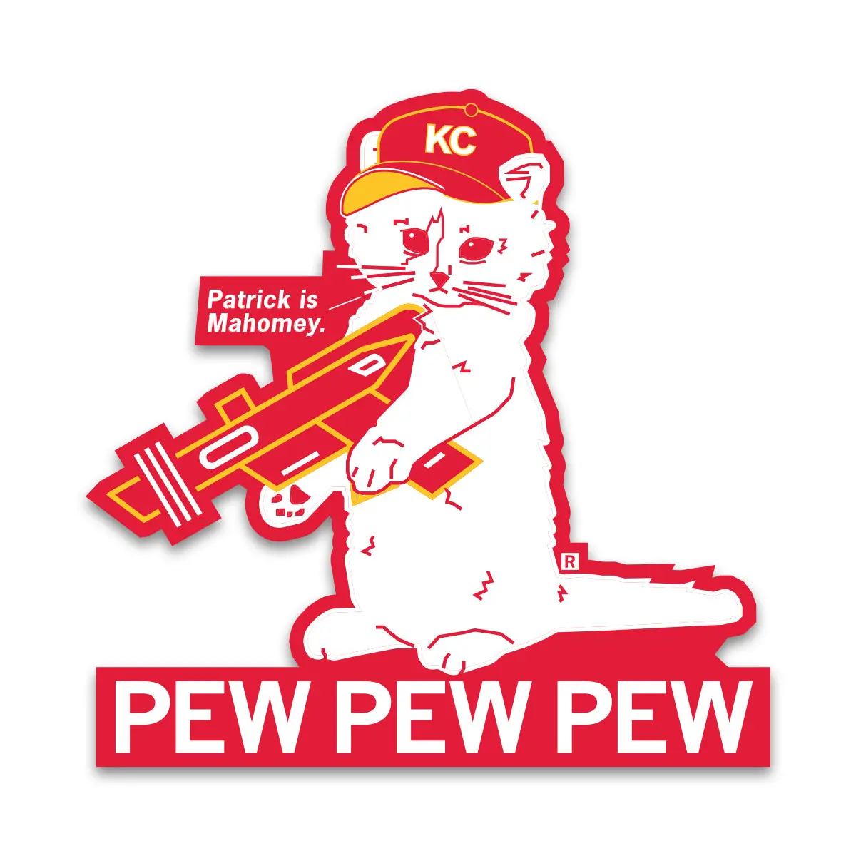 Mahomey Pew Pew Pew Die-Cut Sticker 1