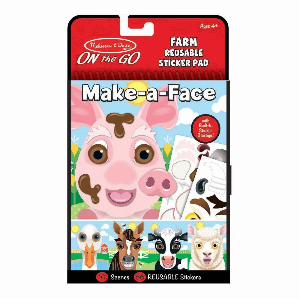 Make-A-Face - Farm Reusable Sticker Pad - On The Go Travel Activity 1