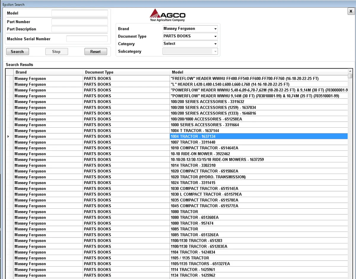Agco Epsilon 2021 Na North America Epc Parts Books And Workshop Manuals For All Models 2