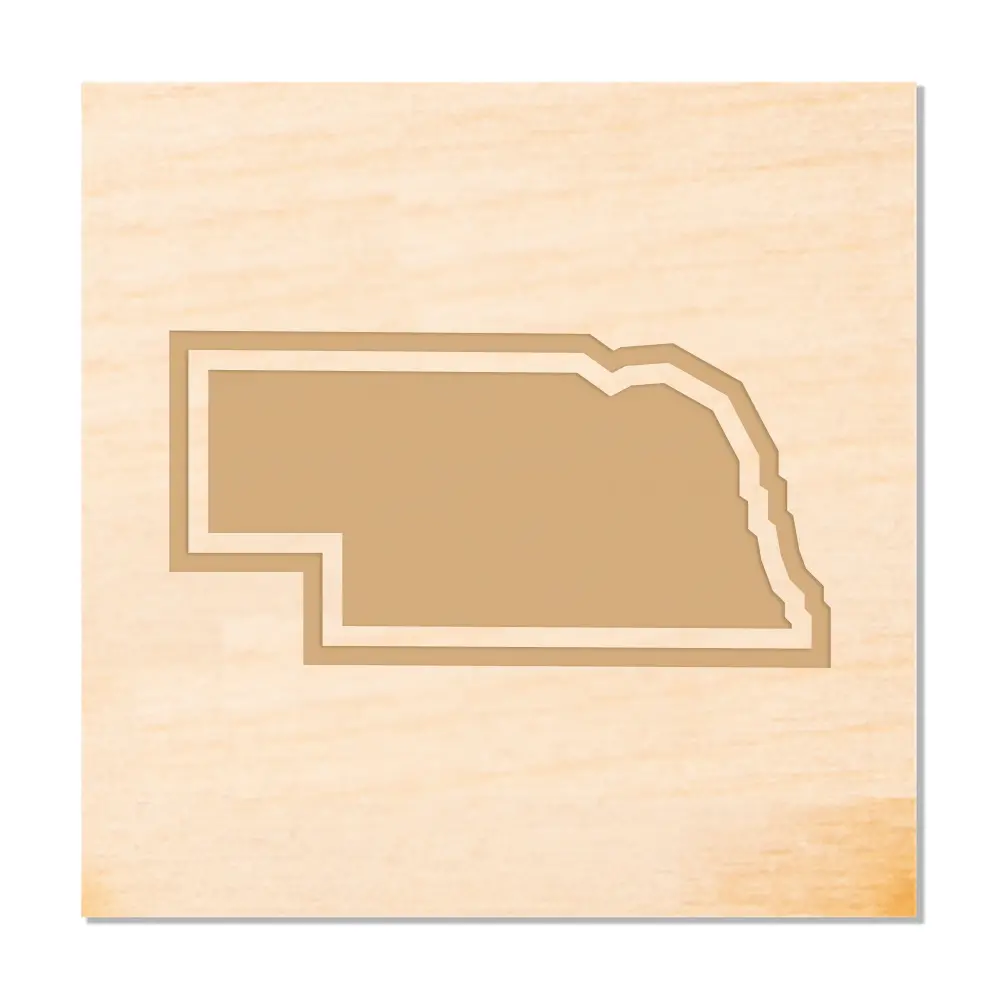 Nebraska Outline Wood Coaster 1