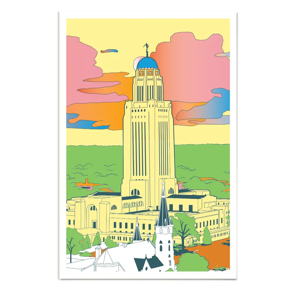 Nebraska Capitol Illustration Poster 1