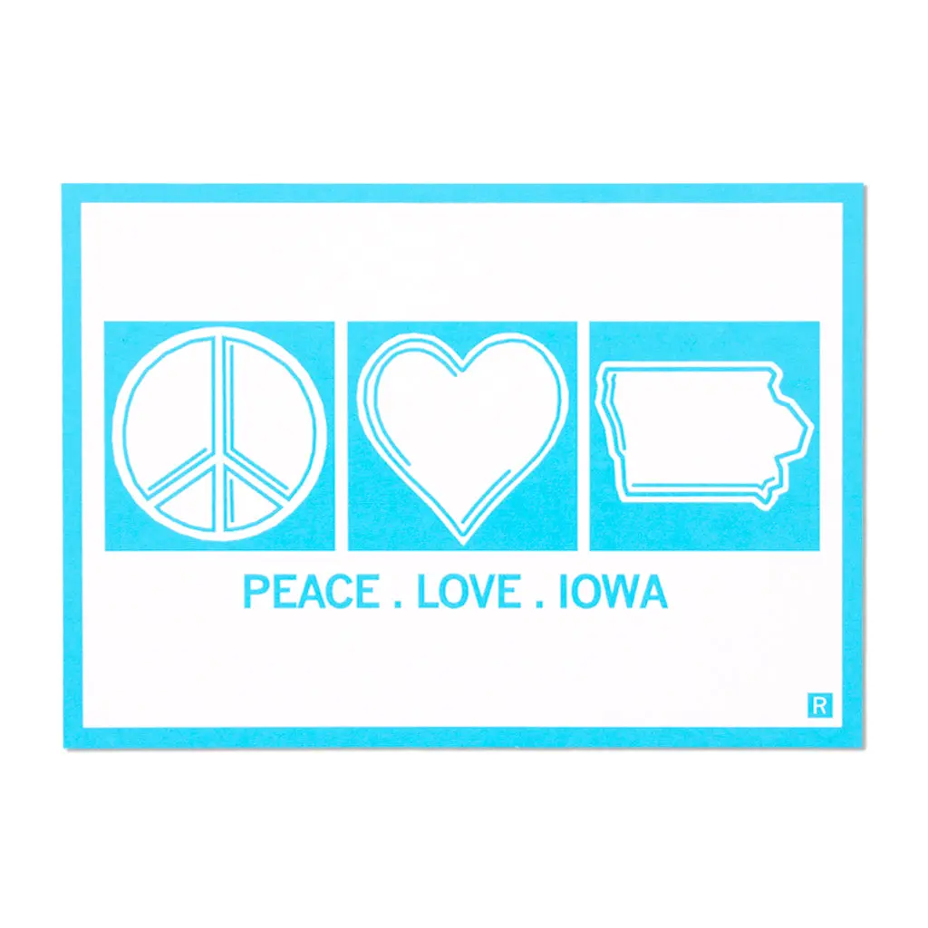 Peace Love Iowa Postcard 1