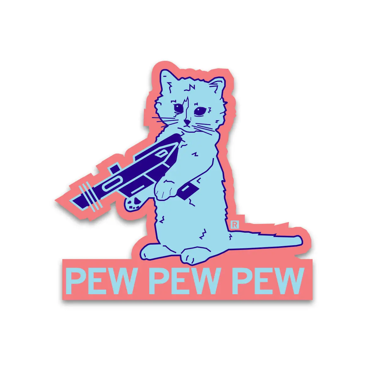 Pew Pew Pew Baby Blue Die-Cut Sticker 1