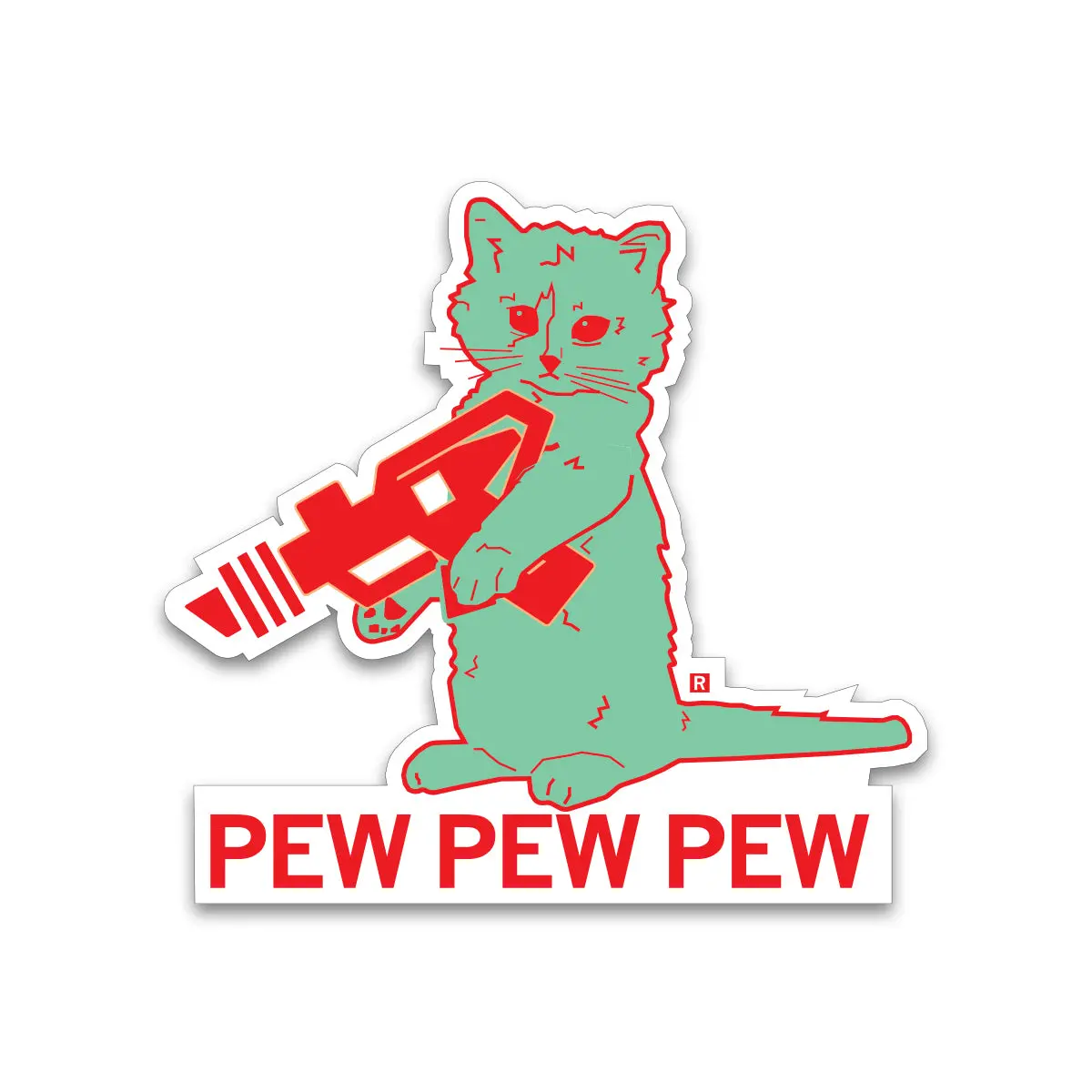Pew Pew Pew Lime Die-Cut Sticker 1