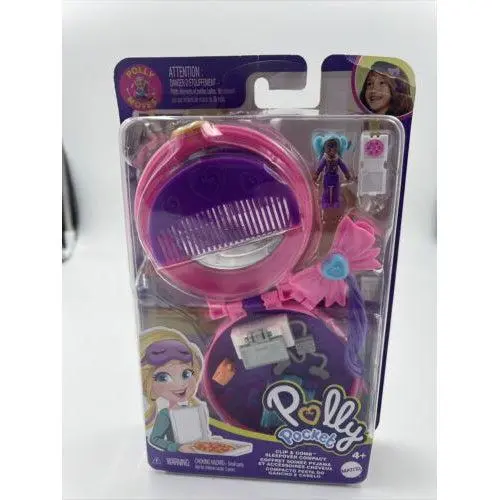 Polly Pocket Micro Clip & Comb Sleepover Compact Playset 1