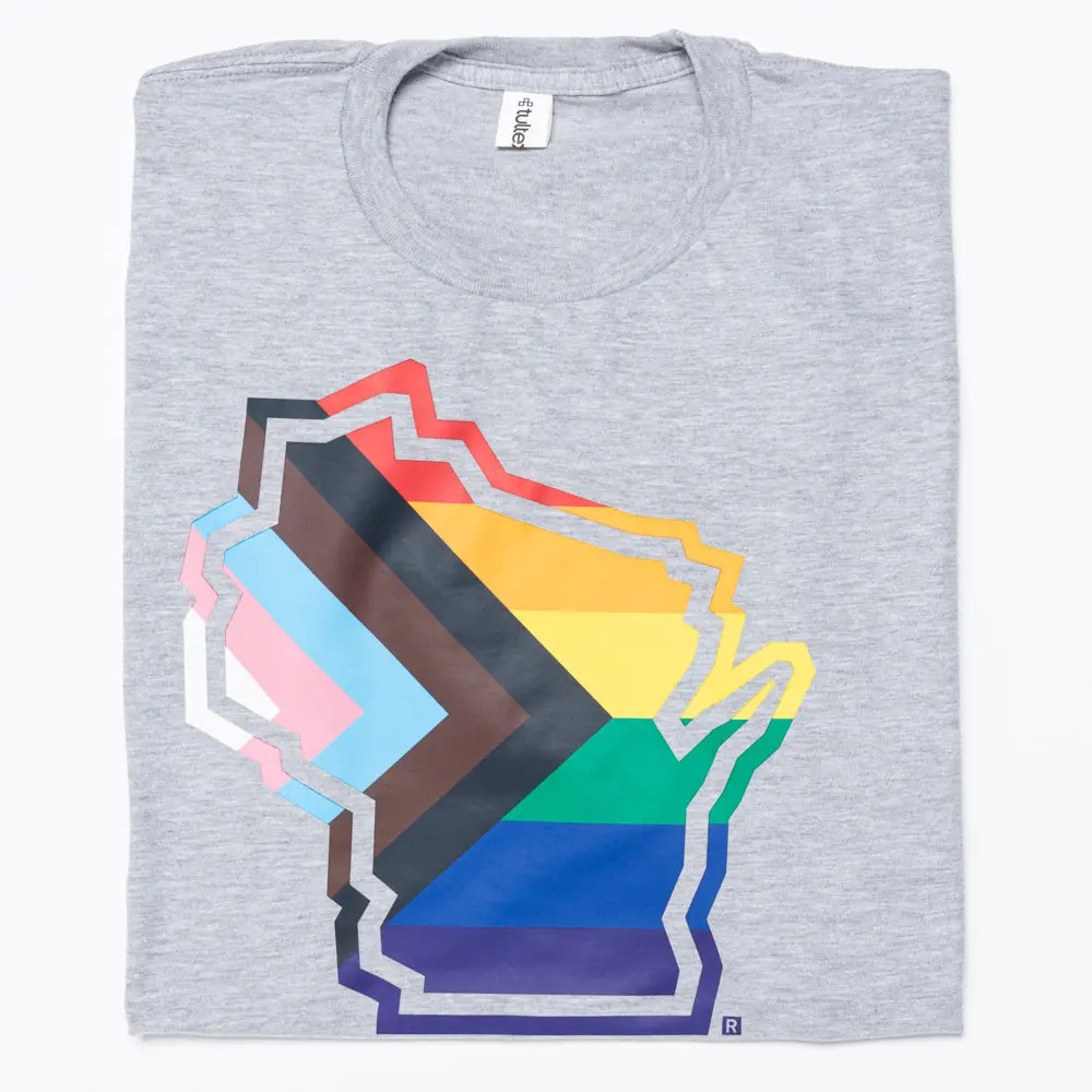 Wisconsin Outline Progress Pride Flag 1