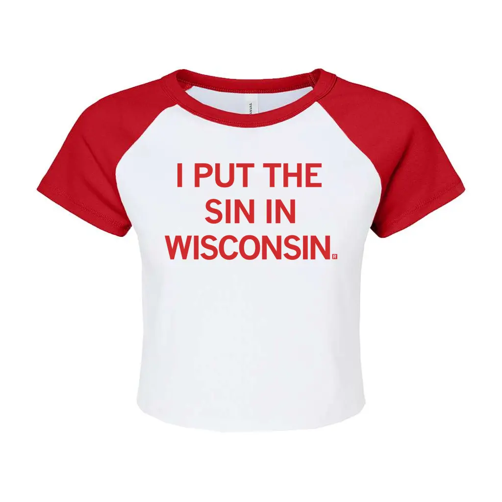 Sin In Wisconsin Text Baby Tee 1