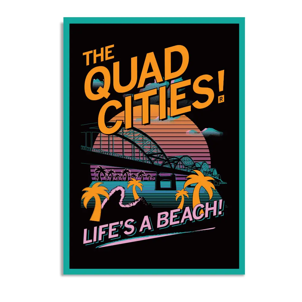 Quad Cities: Life's A Beach Vaporwave Postcard 1