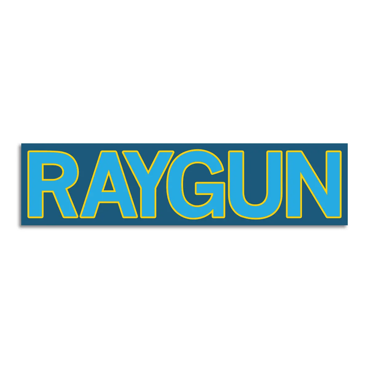Raygun Block Text Logo Blue & Yellow Die-Cut Sticker 1