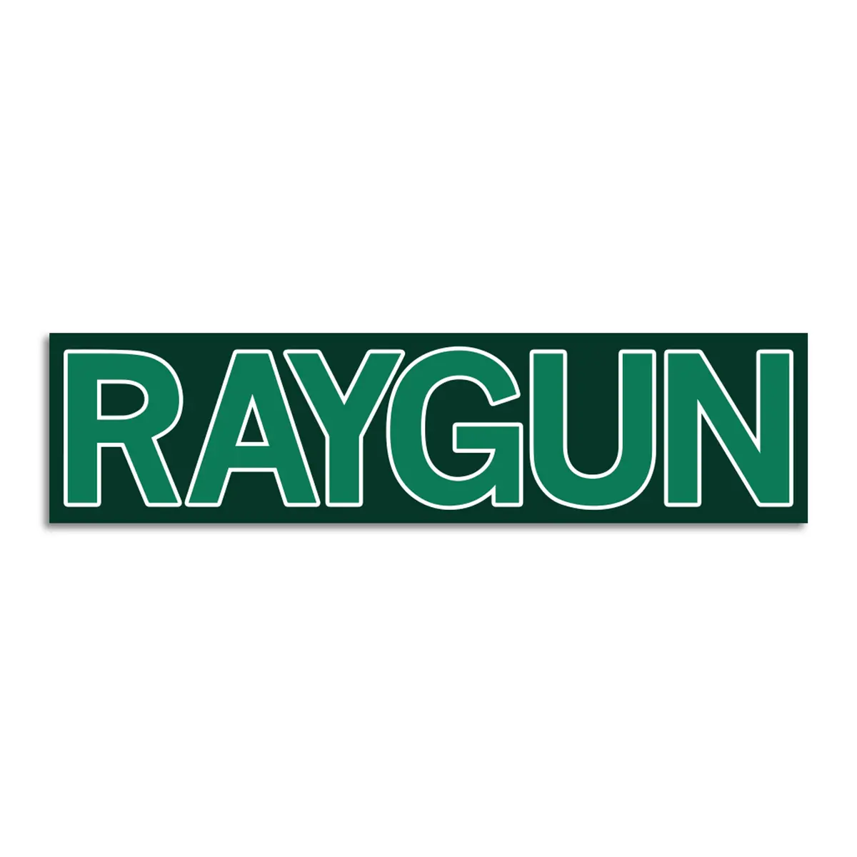 Raygun Block Text Logo Dark Green Die-Cut Sticker 1