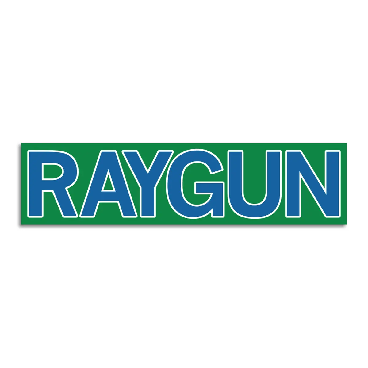 Raygun Block Text Logo Green & Navy Die-Cut Sticker 1