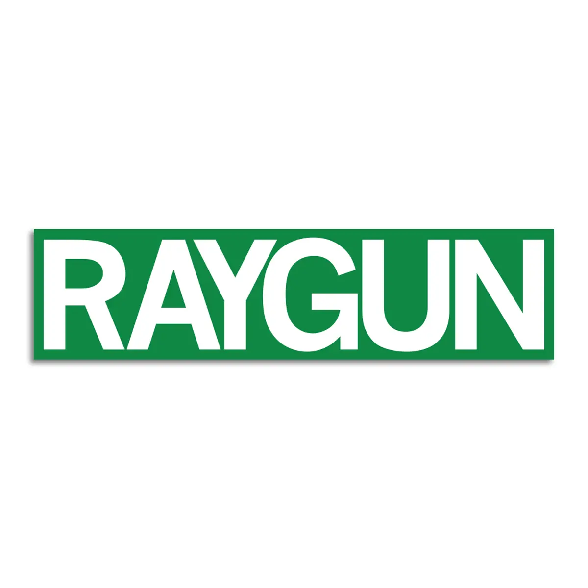 Raygun Block Text Logo Green & White Die-Cut Sticker 1