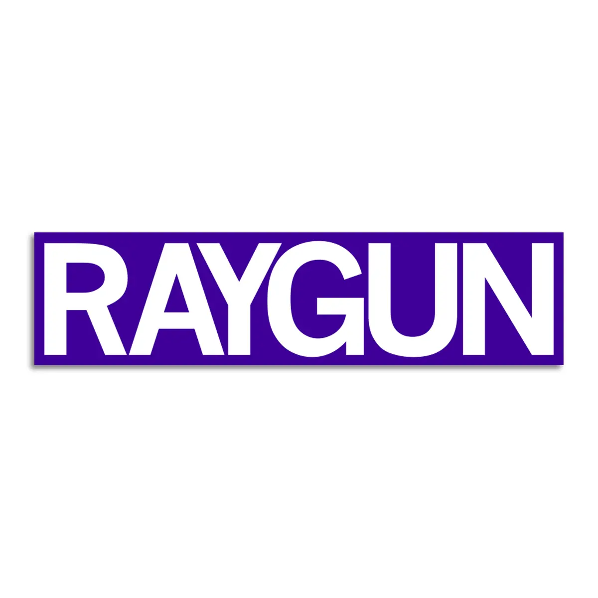 Raygun Block Text Logo Purple & White Die-Cut Sticker 1