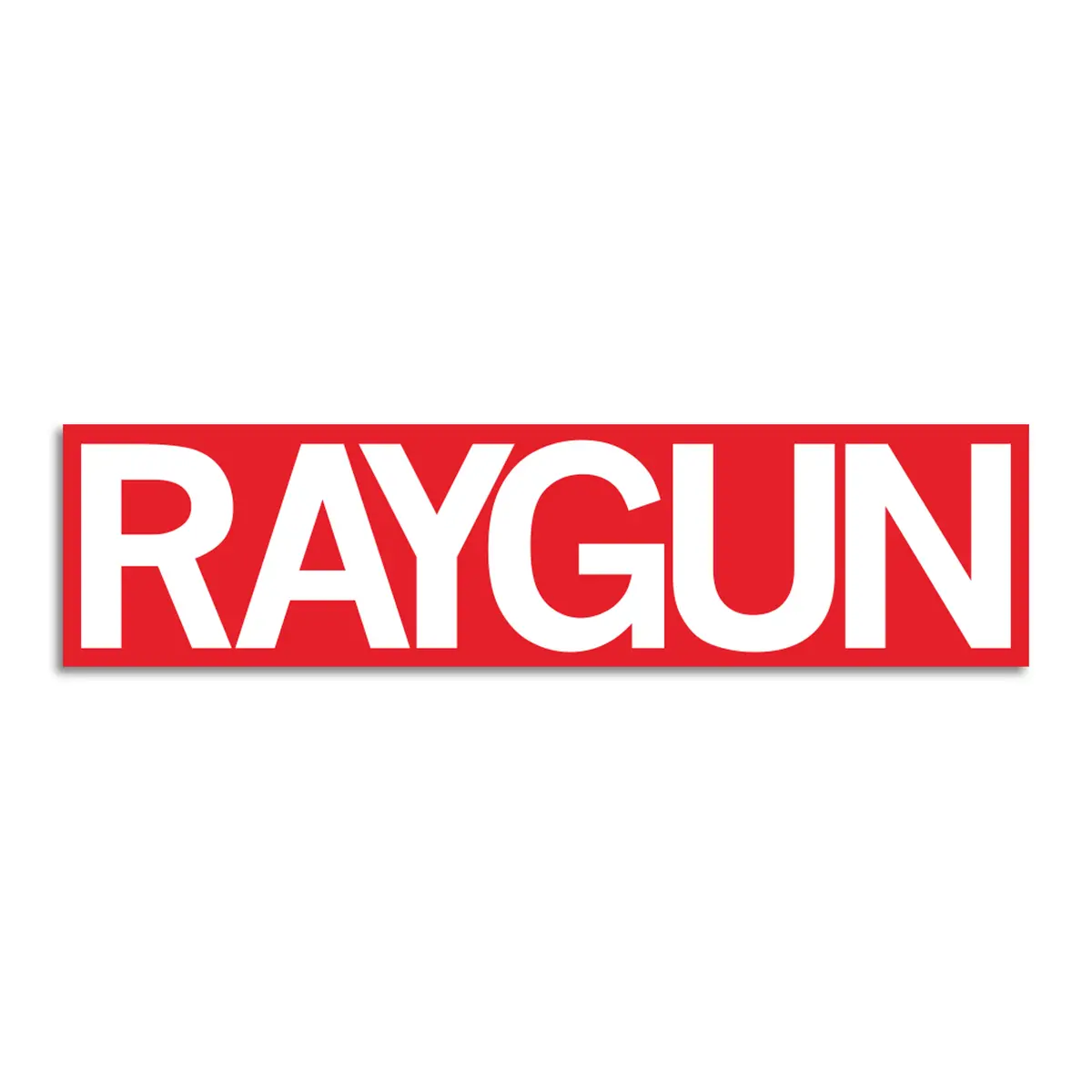 Raygun Block Text Logo Red & White Die-Cut Sticker 1