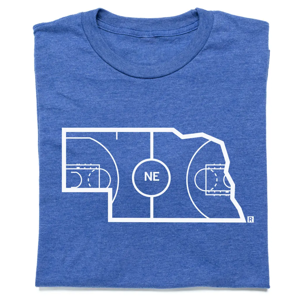 Nebraska Outline Basketball Blue 1