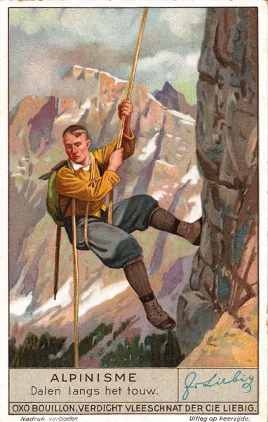 Vintage Alpine Climbing Poster - Rapelling 1