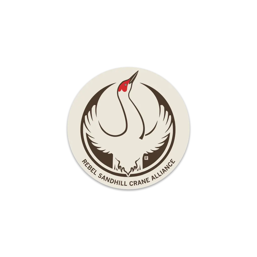 Rebel Sandhill Crane Alliance Circle Sticker 1
