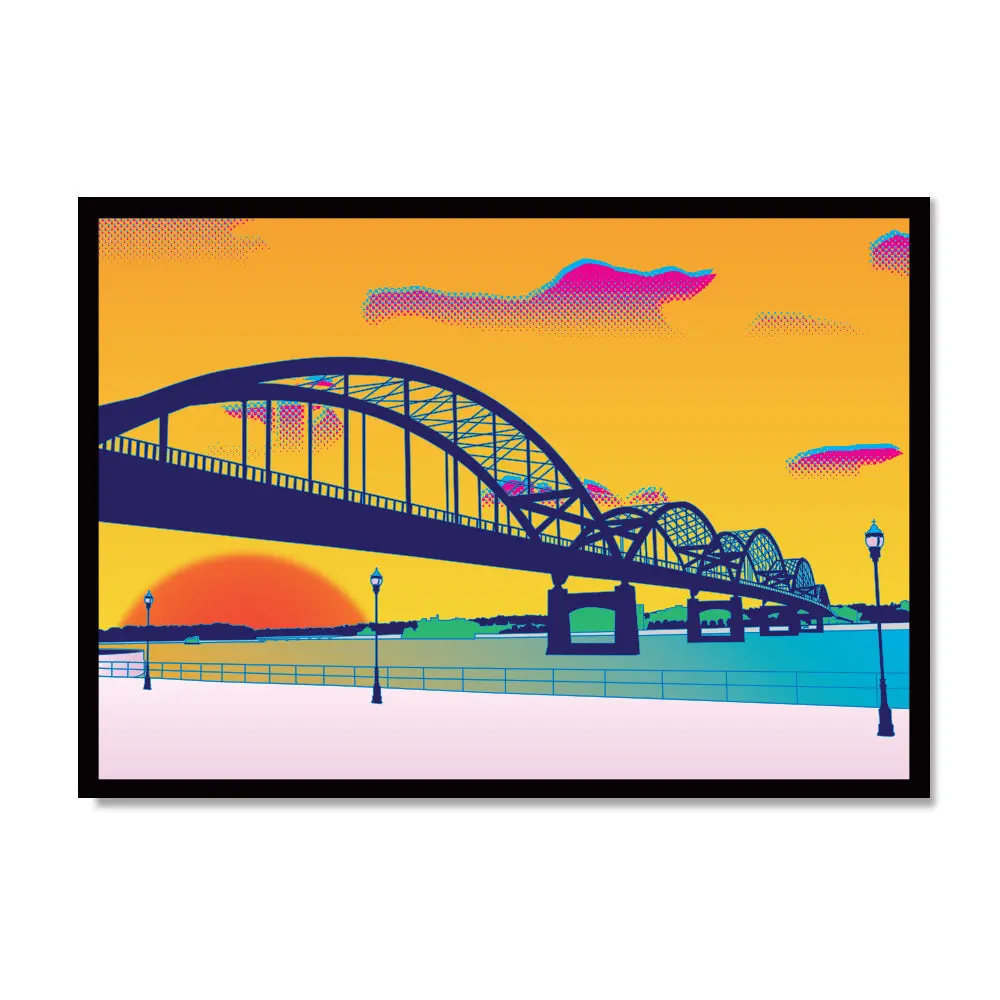 Rock Island Centennial Bridge Illustration Postcard 1