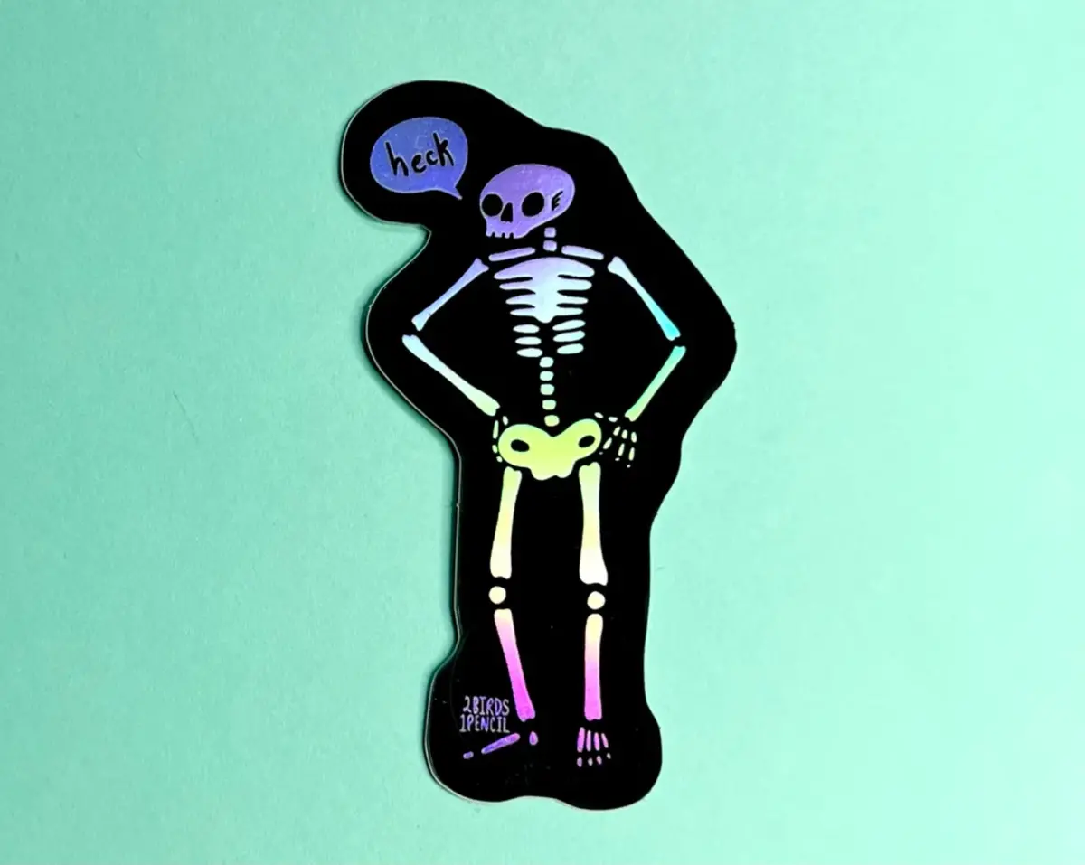 2Birds1pencil: Holographic Skeleton Sticker 1