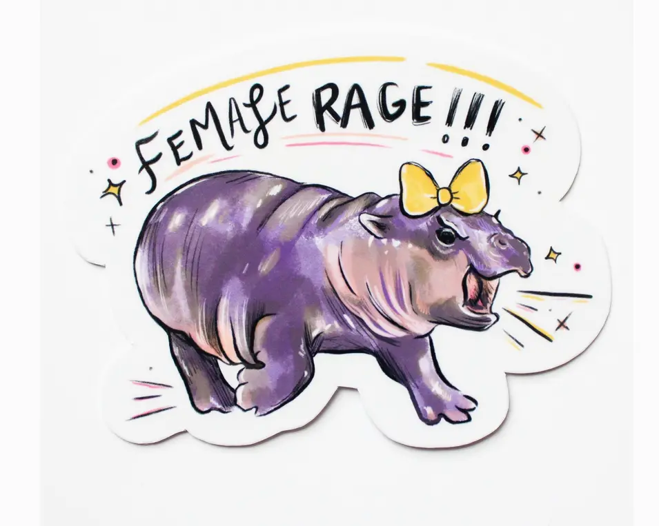 Amy Hartelust Art: Moo Deng Female Rage Sticker 1