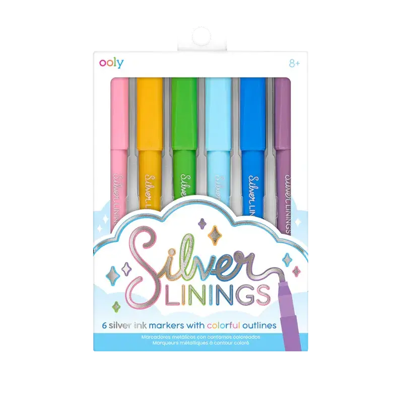 Silver Linings Outline Markers 6Pk 1