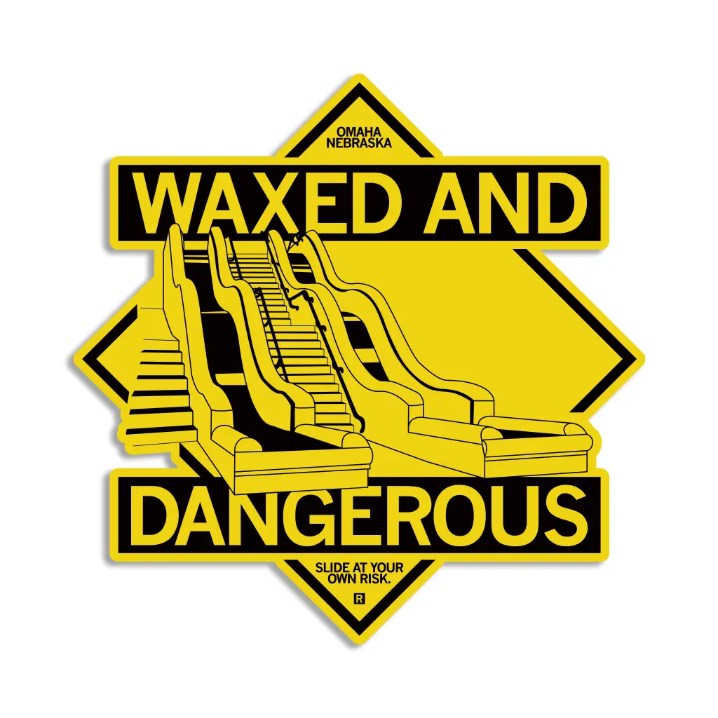 Waxed And Dangerous Black & Yellow Die-Cut Sticker 1