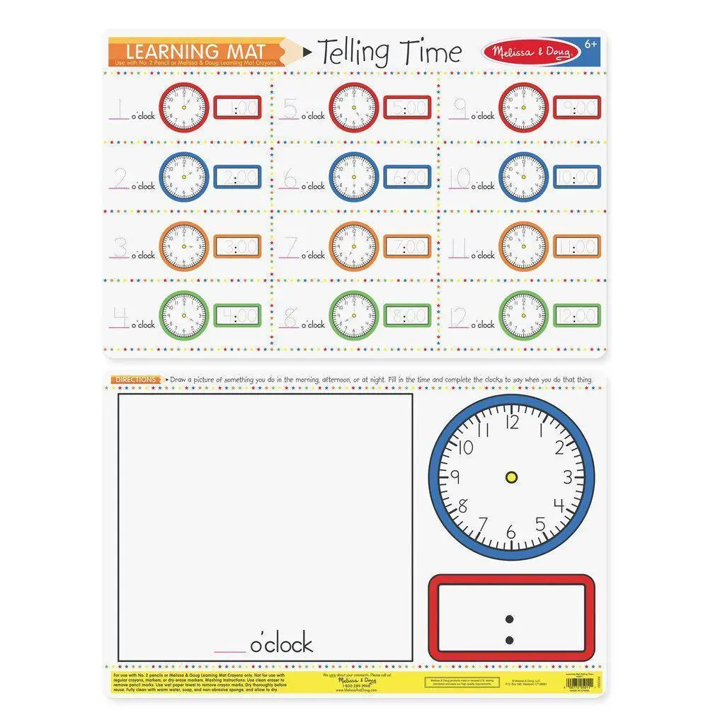 Telling Time Write-A-Mat 1